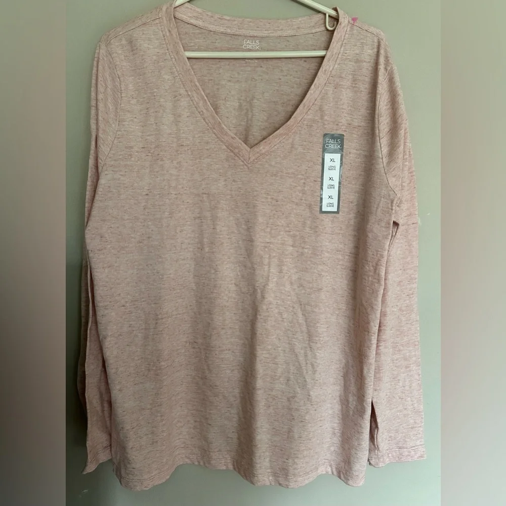 Falls Creek Size XL Light Blush V-Neck Sweater